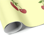Vintage-Fruchtmuster Gelb & Rote Kirsche Geschenkpapier (Rolleneckpunkt)