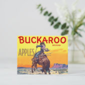 Vintage-Fruchtschachtel-Etikettenkunst, Buckaroo-Ä Postkarte (Stehend Vorderseite)