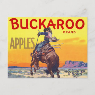 Vintage-Fruchtschachtel-Etikettenkunst, Buckaroo-Ä Postkarte
