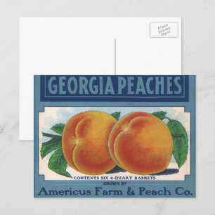 Vintage-Fruchtschachtel-Etikettenkunst, Georgia-Pf Postkarte
