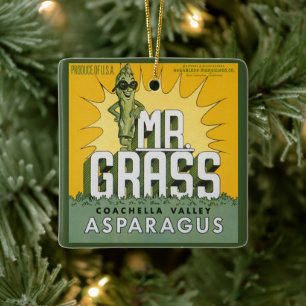 Vintage-Fruchtschachtel-Etikettenkunst Mr. Grass S Keramikornament