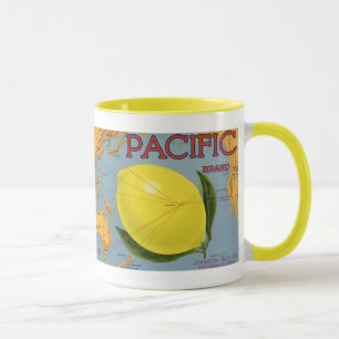 Vintage-Fruchtschachtel-Etikettenkunst Pacific Lem Tasse