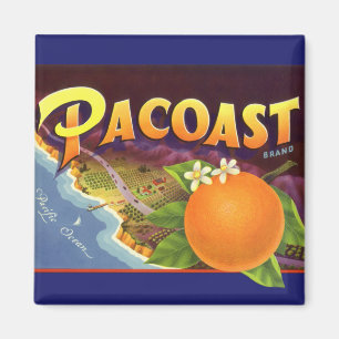 Vintage-Fruchtschachtel-Etikettenkunst, Pacoast-Or Magnet