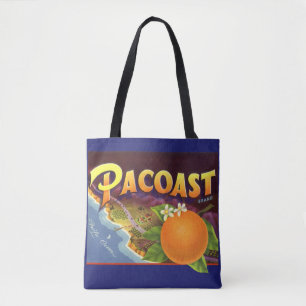 Vintage-Fruchtschachtel-Etikettenkunst, Pacoast Or Tasche