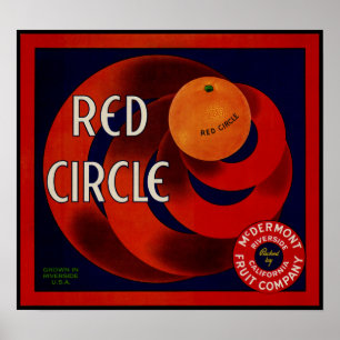Vintage-Fruchtschachtel-Etikettenkunst Rote-Kreis- Poster