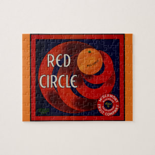 Vintage-Fruchtschachtel-Etikettenkunst Rote-Kreis- Puzzle