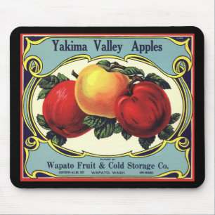 Vintage-Fruchtschachtel-Etikettenkunst Yakima Vall Mousepad