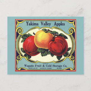 Vintage-Fruchtschachtel-Etikettenkunst Yakima Vall Postkarte