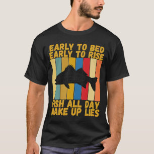 Vintage Frühes Bett Frühes Aufstehen Lustiger Stri T-Shirt