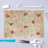 Vintage Frühjahr-Rose und LadyBug-Dekoupage Seidenpapier (Handwerk)