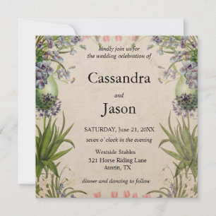 Vintage Frühjahrsblumenhochzeit Einladung