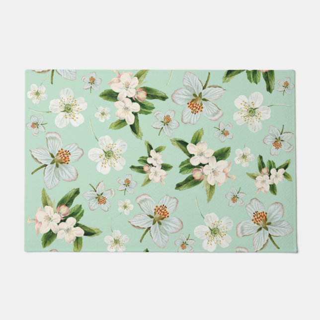 Vintage Frühjahrsblüte-Blume Muster Fußmatte (Vorderseite)