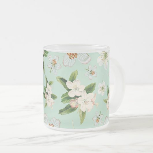 Vintage Frühjahrsblüte-Blume Muster Mattglastasse (VorderseiteRechts)