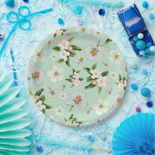 Vintage Frühjahrsblüte-Blume Muster Pappteller (Party)