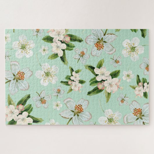 Vintage Frühjahrsblüte-Blume Muster Puzzle (Horizontal)