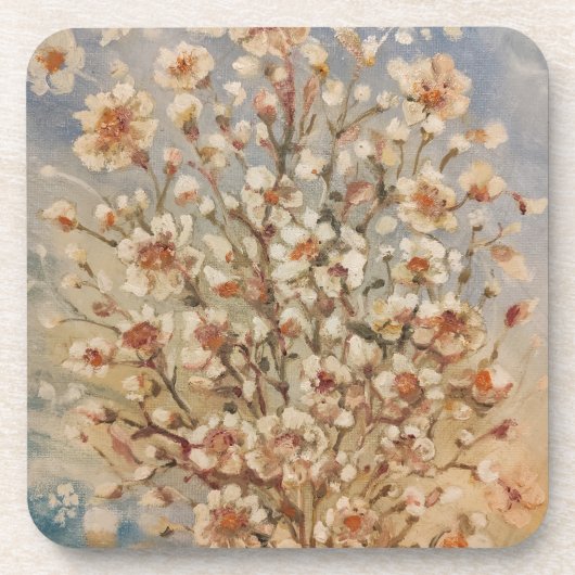 Vintage Frühjahrsblüten Getränkeuntersetzer (Vorderseite)