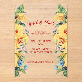 Vintage Frühjahrsblütenhochzeit Acryleinladungen