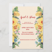 Vintage Frühjahrsblütenhochzeit Einladung (Vorderseite)