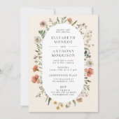 Vintage Frühjahrsfeier Wildblume Oval Hochzeit Einladung (Vorderseite)