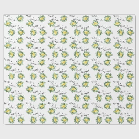 Vintage Frühjahrssonne mit hellgelbem Rosen Geschenkpapier (Flach)