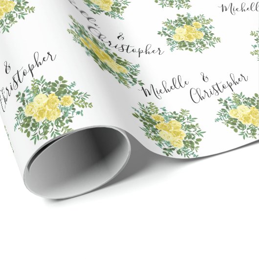 Vintage Frühjahrssonne mit hellgelbem Rosen Geschenkpapier (Rolleneckpunkt)