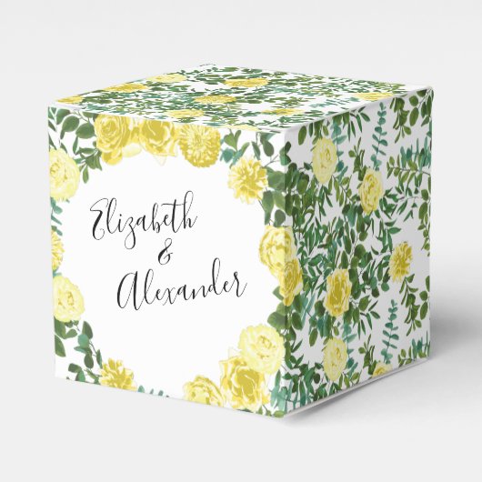 Vintage Frühjahrssonne mit hellgelbem Rosen Geschenkschachtel (Vorderseite)
