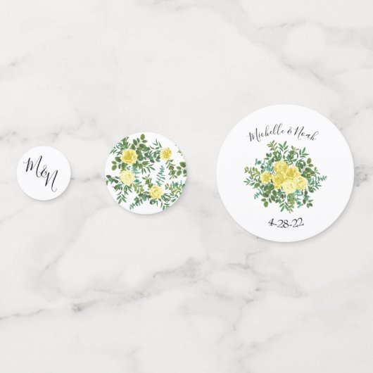 Vintage Frühjahrssonne mit hellgelbem Rosen Konfetti (Rückseiten)