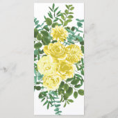 Vintage Frühjahrssonne mit hellgelbem Rosen Menükarte (Rückseite)