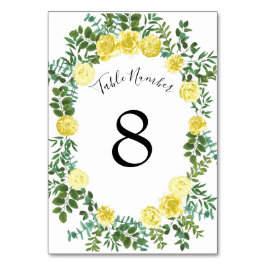 Vintage Frühjahrssonne mit hellgelbem Rosen Tischnummer