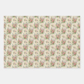 Vintage Frühling Brief Blumen Geschenkpapier 3 Bog Set (Vorderseite 3)