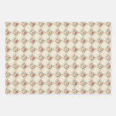 Vintage Frühling Brief Blumen Geschenkpapier 3 Bog Set (Vorderseite 2)