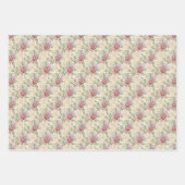 Vintage Frühling Brief Blumen Geschenkpapier 3 Bog Set (Vorderseite)