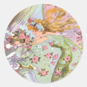 Vintage Frühling Feen Aufkleber