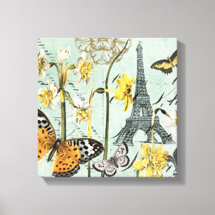 Vintage Frühling in Paris auf Leinwand gespannt
