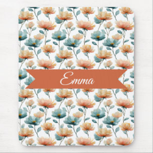 Vintage Frühling Orange Blumen Personalisiert Mousepad