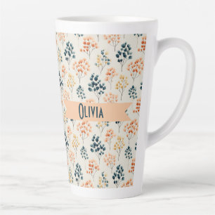 Vintage Frühling Orange und Grün Botanischer Name Milchtasse