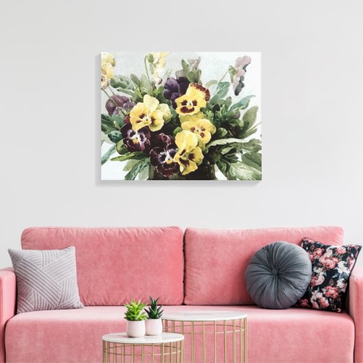 Vintage Frühlings-Stiefmütterchen Leinwanddruck (Insitu (Wohnzimmer))