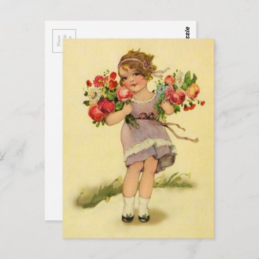 Vintage Frühlingsblume Postkarte (Vorne/Hinten)