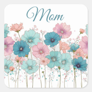 Vintage Frühlingsblumen für Mama Quadratischer Aufkleber