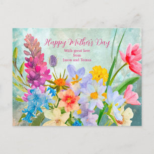 Vintage Frühlingsblumen Muttertags-Postkarte Feiertagspostkarte