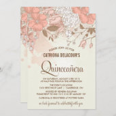 Vintage Frühlingsblumen Quinceañera Einladung (Vorne/Hinten)