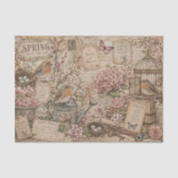 Vintage Frühlingsblumen Rotkehlchen handgeschriebe