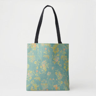 Vintage Frühlingsblumen Teal-Muster Tasche
