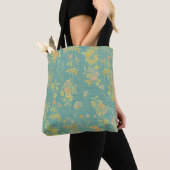 Vintage Frühlingsblumen Teal-Muster Tasche (Von Nahem)