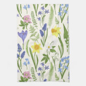 Vintage Frühlingsblumen und Kräuter Geschirrtuch (Vertikal)