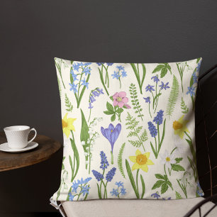 Vintage Frühlingsblumen und Kräuter Kissen