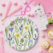 Vintage Frühlingsblumen und Kräuter Pappteller (Party)