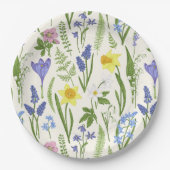 Vintage Frühlingsblumen und Kräuter Pappteller (Vorderseite)
