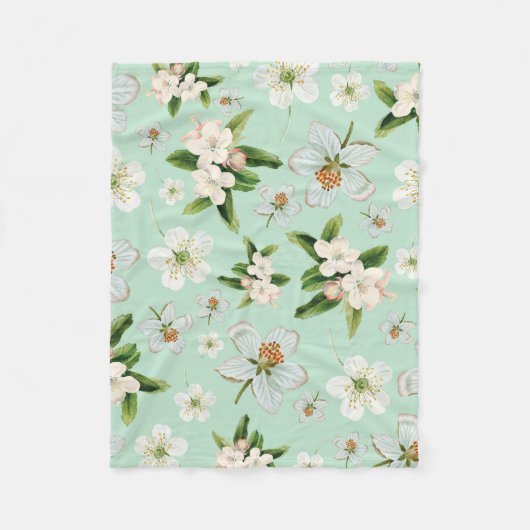 Vintage Frühlingsblüten Muster Fleecedecke (Vorderseite)