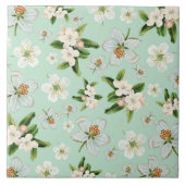 Vintage Frühlingsblüten Muster Fliese (Vorderseite)